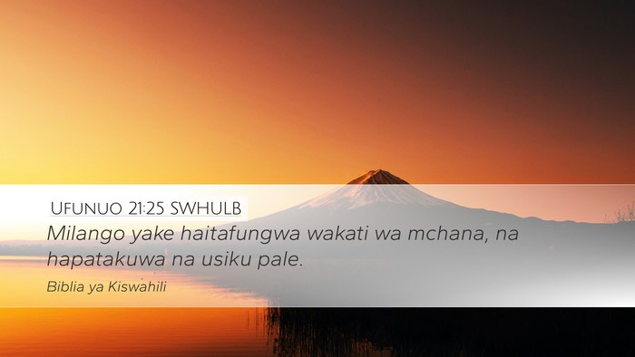 Ufunuo 21:25 SWHULB Bible Verse Image