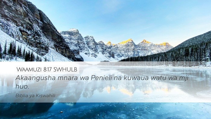 Waamuzi 8:17 SWHULB Desktop Wallpaper - Akaangusha mnara wa Penieli na kuwaua watu wa mji - Desktop Bible Verse Wallpaper