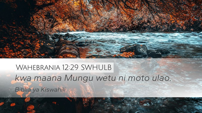Wahebrania 12:29 SWHULB Desktop Wallpaper - kwa maana Mungu wetu ni moto - Desktop Bible Verse Wallpaper