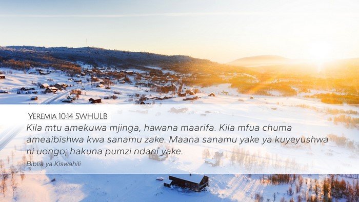 Yeremia 10:14 SWHULB Bible Verse Image