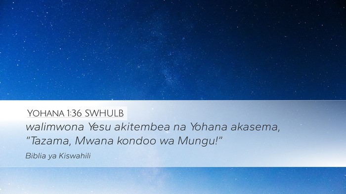 Yohana 1:36 SWHULB Bible Verse Image