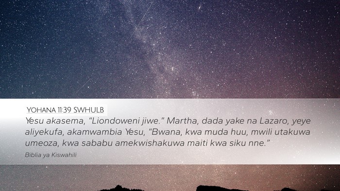 Yohana 11:39 SWHULB Bible Verse Image
