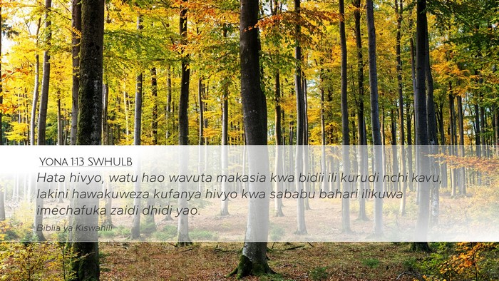 Yona 1:13 SWHULB Desktop Wallpaper - Hata hivyo, watu hao wavuta makasia kwa bidii ili - Desktop Bible Verse Wallpaper