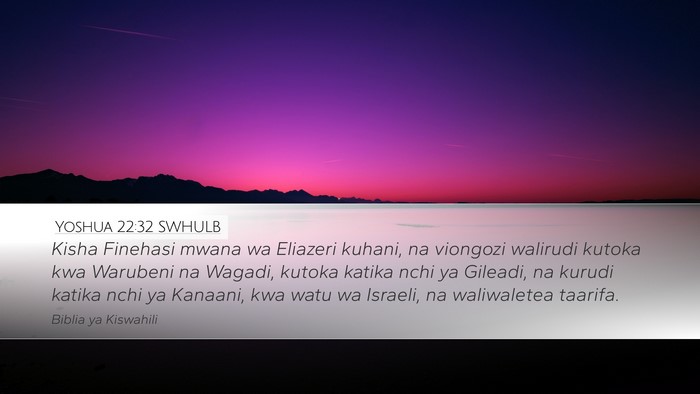Yoshua 22:32 SWHULB Desktop Wallpaper - Kisha Finehasi mwana wa Eliazeri kuhani, na - Desktop Bible Verse Wallpaper