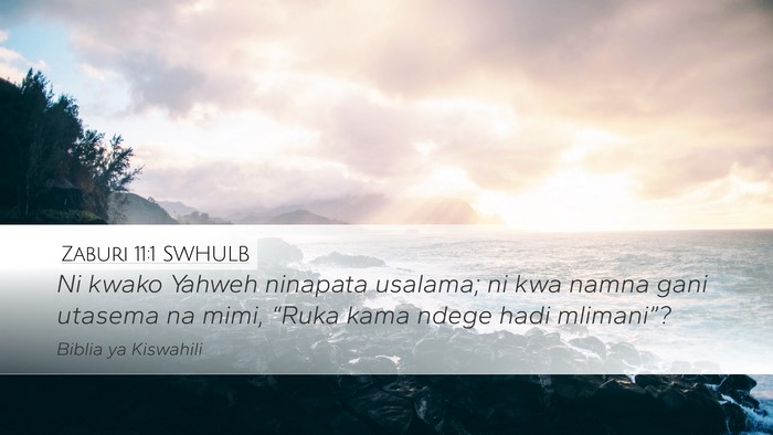 Zaburi 11:1 SWHULB Desktop Wallpaper - Ni kwako Yahweh ninapata usalama; ni kwa namna - Desktop Bible Verse Wallpaper