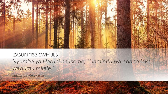 Zaburi 118:3 SWHULB Desktop Wallpaper - Nyumba ya Haruni na iseme, “Uaminifu wa agano - Desktop Bible Verse Wallpaper