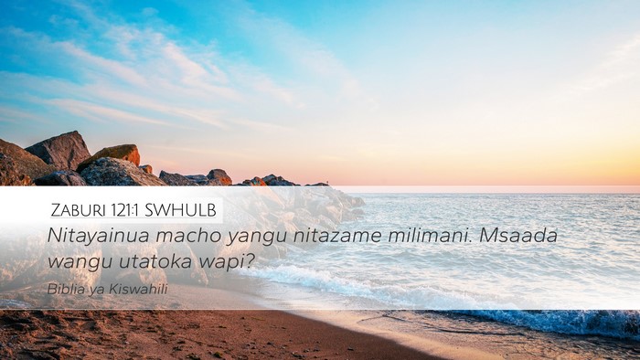 Zaburi 121:1 SWHULB Desktop Wallpaper - Nitayainua macho yangu nitazame milimani. Msaada - Desktop Bible Verse Wallpaper