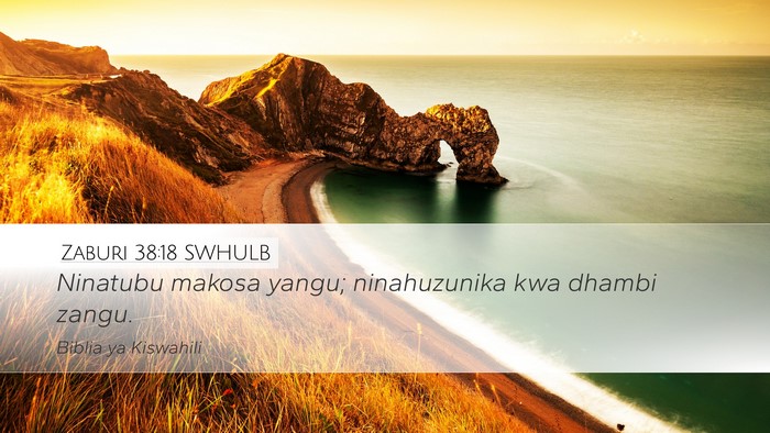 Zaburi 38:18 SWHULB Desktop Wallpaper - Ninatubu makosa yangu; ninahuzunika kwa dhambi - Desktop Bible Verse Wallpaper