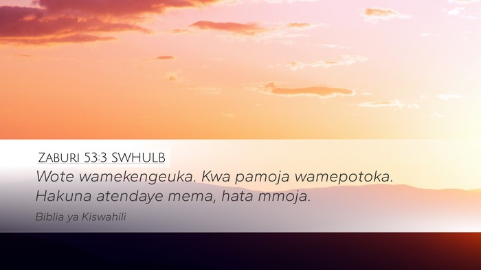 Zaburi 53:3 SWHULB Desktop Wallpaper - Wote wamekengeuka. Kwa pamoja wamepotoka. Hakuna - Desktop Bible Verse Wallpaper