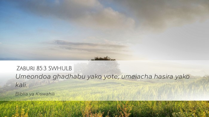 Zaburi 85:3 SWHULB Desktop Wallpaper - Umeondoa ghadhabu yako yote; umeiacha hasira yako - Desktop Bible Verse Wallpaper