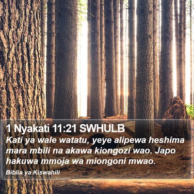 1 Nyakati 11:21 SWHULB Bible Verse Image