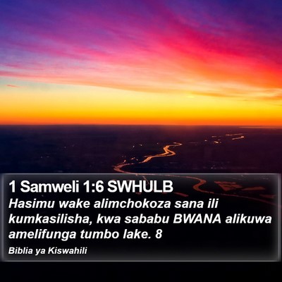 1 Samweli 1:6 SWHULB Bible Verse Image