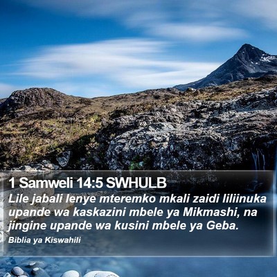 1 Samweli 14:5 SWHULB Bible Verse Image