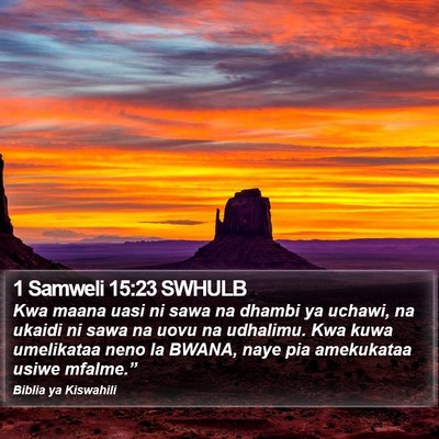 1 Samweli 15:23 SWHULB Bible Verse Image