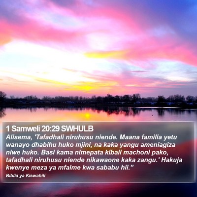 1 Samweli 20:29 SWHULB Bible Verse Image