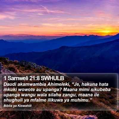 1 Samweli 21:8 SWHULB Bible Verse Image
