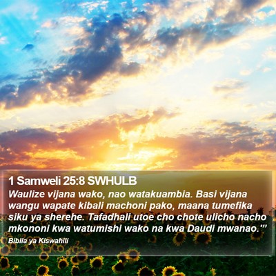 1 Samweli 25:8 SWHULB Bible Verse Image