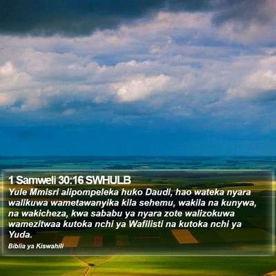 1 Samweli 30:16 SWHULB Bible Verse Image