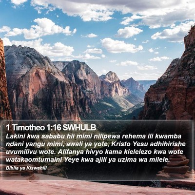 1 Timotheo 1:16 SWHULB Bible Verse Image