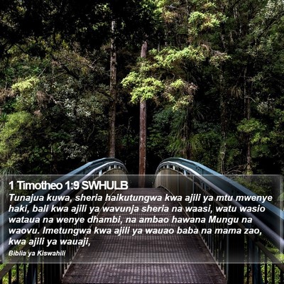 1 Timotheo 1:9 SWHULB Bible Verse Image