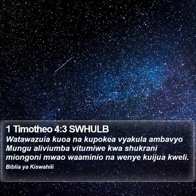 1 Timotheo 4:3 SWHULB Bible Verse Image
