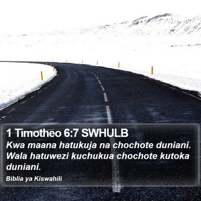 1 Timotheo 6:7 SWHULB Bible Verse Image
