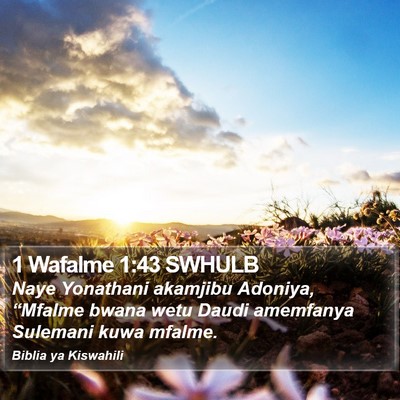 1 Wafalme 1:43 SWHULB Bible Verse Image