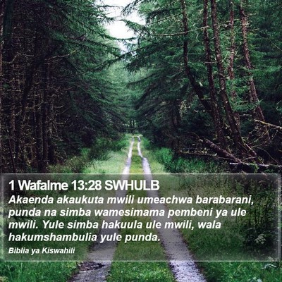 1 Wafalme 13:28 SWHULB Bible Verse Image