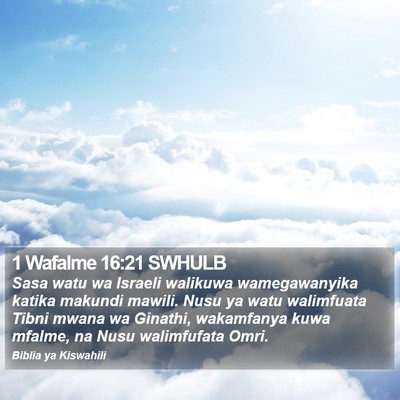 1 Wafalme 16:21 SWHULB Bible Verse Image