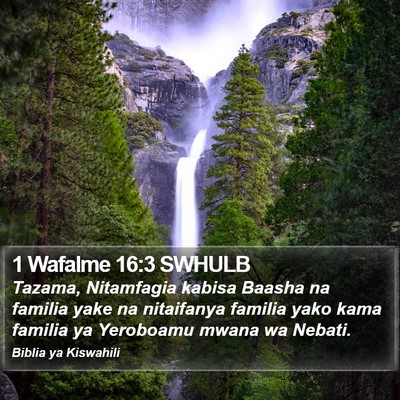 1 Wafalme 16:3 SWHULB Bible Verse Image