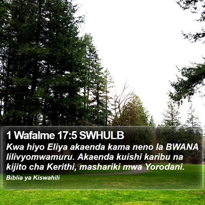 1 Wafalme 17:5 SWHULB Bible Verse Image