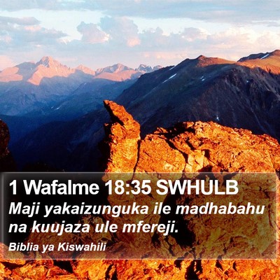 1 Wafalme 18:35 SWHULB Bible Verse Image