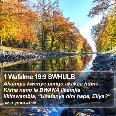 1 Wafalme 19:9 SWHULB Bible Verse Image
