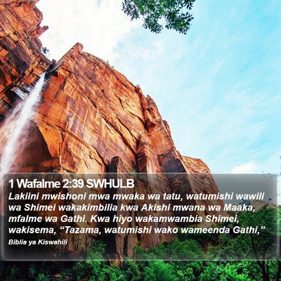 1 Wafalme 2:39 SWHULB Bible Verse Image