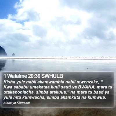 1 Wafalme 20:36 SWHULB Bible Verse Image