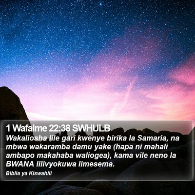 1 Wafalme 22:38 SWHULB Bible Verse Image