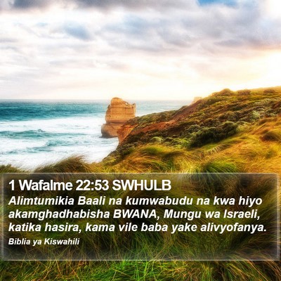 1 Wafalme 22:53 SWHULB Bible Verse Image
