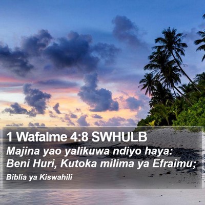 1 Wafalme 4:8 SWHULB Bible Verse Image