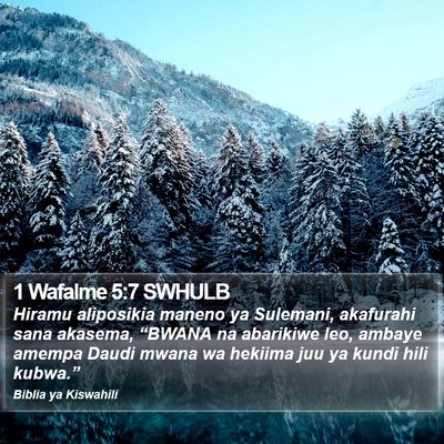 1 Wafalme 5:7 SWHULB Bible Verse Image