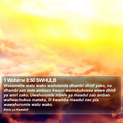 1 Wafalme 8:50 SWHULB Bible Verse Image
