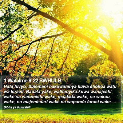1 Wafalme 9:22 SWHULB Bible Verse Image