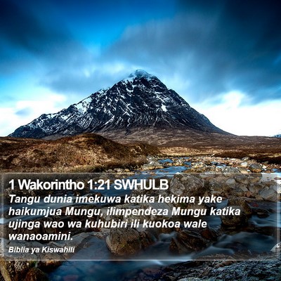 1 Wakorintho 1:21 SWHULB Bible Verse Image