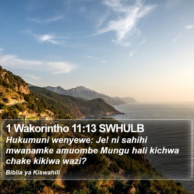 1 Wakorintho 11:13 SWHULB Bible Verse Image