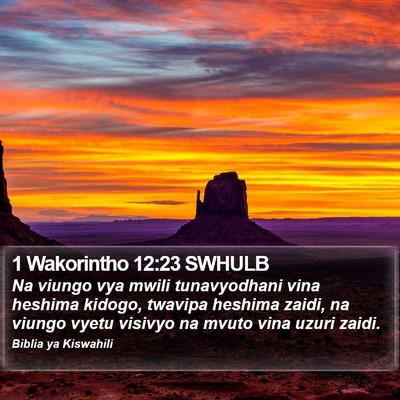1 Wakorintho 12:23 SWHULB Bible Verse Image