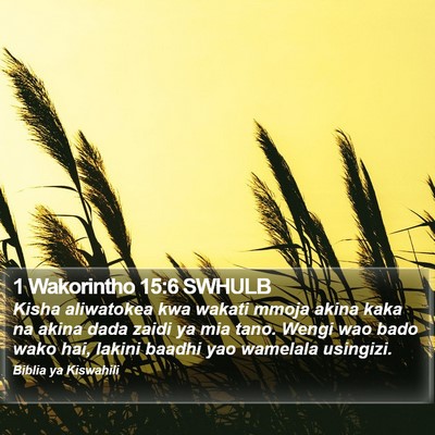 1 Wakorintho 15:6 SWHULB Bible Verse Image
