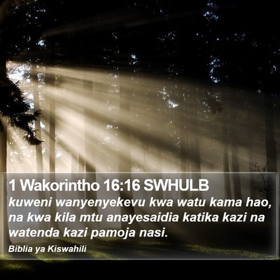 1 Wakorintho 16:16 SWHULB Bible Verse Image