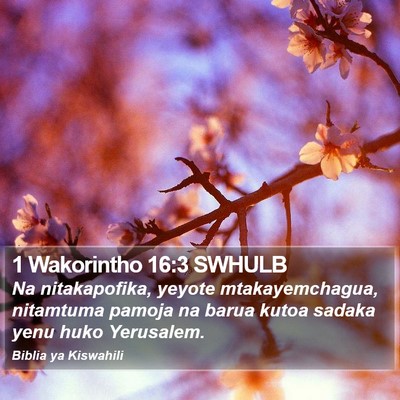 1 Wakorintho 16:3 SWHULB Bible Verse Image