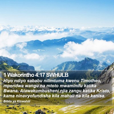 1 Wakorintho 4:17 SWHULB Bible Verse Image