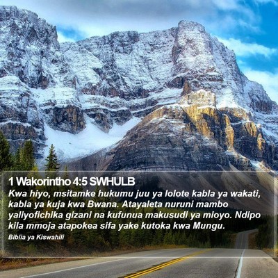 1 Wakorintho 4:5 SWHULB Bible Verse Image