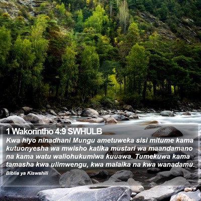 1 Wakorintho 4:9 SWHULB Bible Verse Image